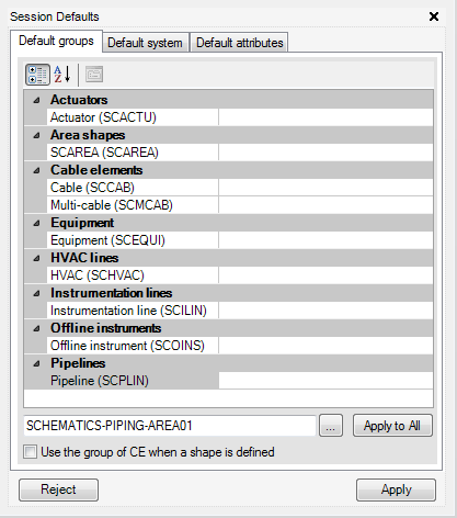 Select Defaults Group
